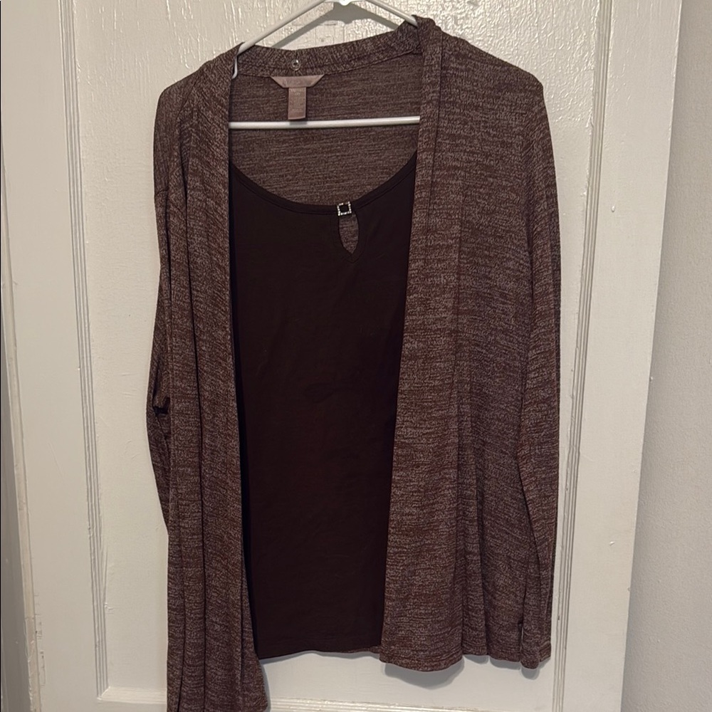 White Stag Maroon Open Front Cardigan